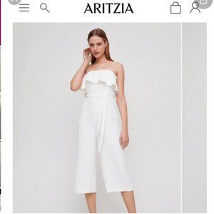 Babaton Altamiro Strapless Flutter Jumpsuit - White/Gray Snakeskin 4